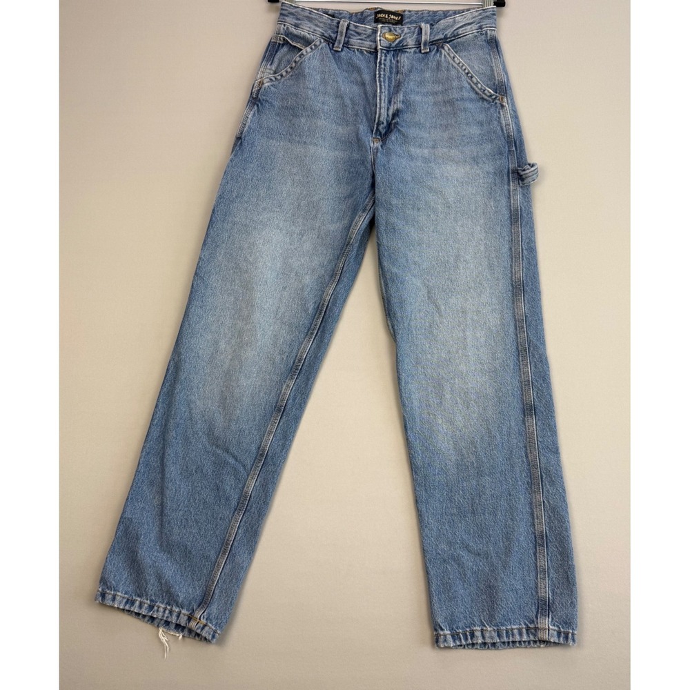 Jack & Jones Loose Fit Carpenter Jeans Light Wash Denim Y2K Utility Pants 29x32